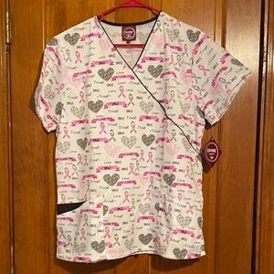 Divine Scrubs White Graphic Scrub Top